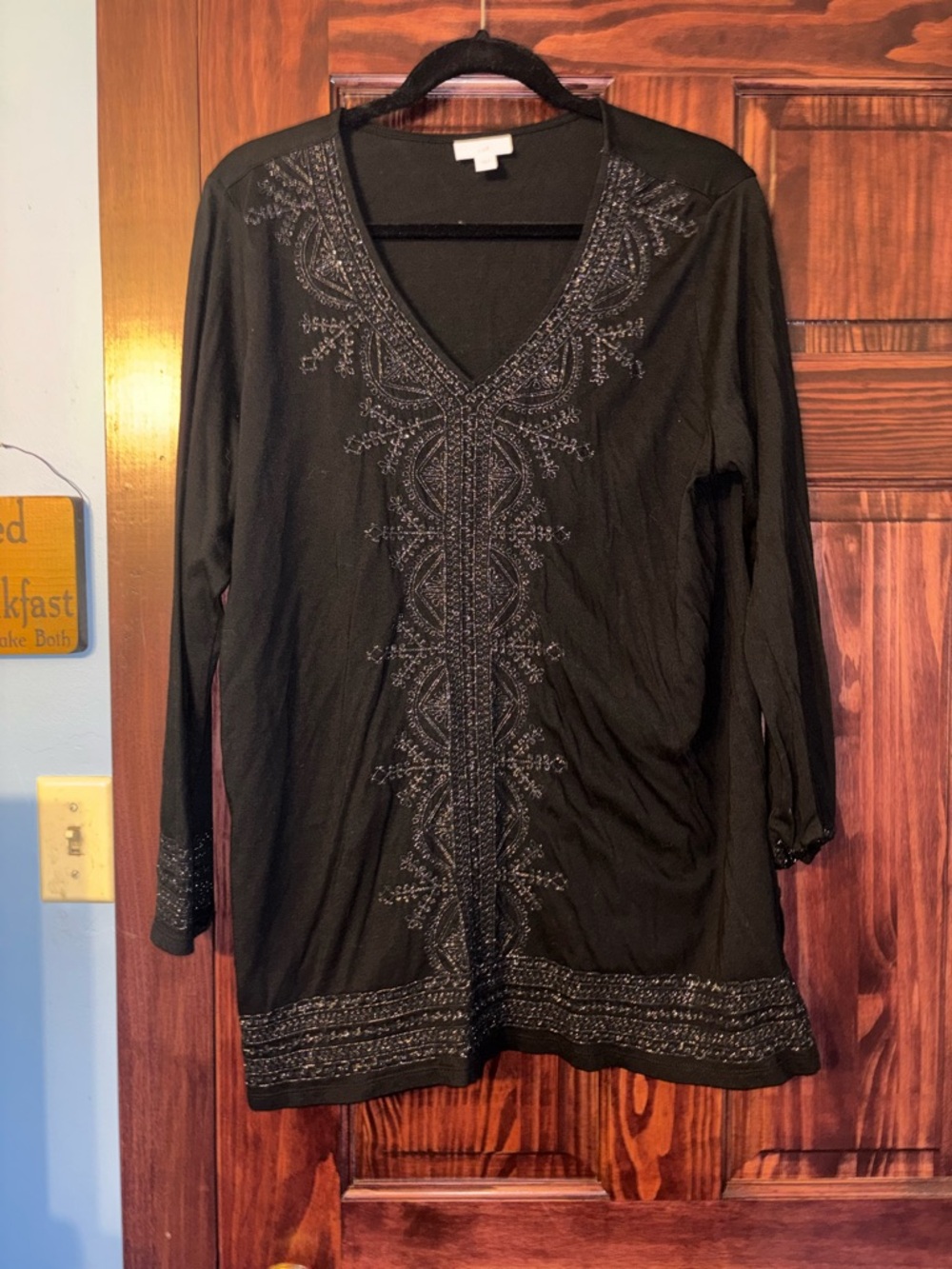 J. Jill Black V-Neck Embellished Tunic